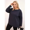 Moteriška Plus Size palaidinė su ilgomis rankovėmis, tamsiai mėlynos spalvos