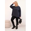 Moteriška Plus Size palaidinė su ilgomis rankovėmis, tamsiai mėlynos spalvos
