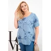 Moteriška Plus Size palaidinė su kišene, džinso mėlynos spalvos