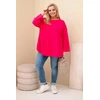 Moteriška Plus Size palaidinė su kišene, fuksijos spalvos