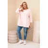 Moteriška Plus Size palaidinė su kišene, pudrinės rožinės spalvos
