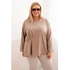 Moteriška Plus Size palaidinė su kišene ir užlenktomis rankovėmis, chaki spalvos