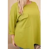 Moteriška Plus Size palaidinė su kišene, alyvuogių žalios spalvos