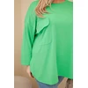 Moteriška Plus Size palaidinė su kišene ir rankovėmis, šviesiai žalios spalvos
