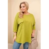 Moteriška Plus Size palaidinė su kišene, alyvuogių žalios spalvos