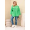 Moteriška Plus Size palaidinė su kišene ir rankovėmis, šviesiai žalios spalvos
