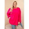 Moteriška Plus Size palaidinė su kišene, fuksijos spalvos