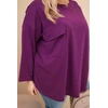 Moteriška Plus Size palaidinė su kišene, tamsiai violetinė