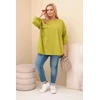 Moteriška Plus Size palaidinė su kišene, alyvuogių žalios spalvos