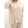 Moteriška Plus Size palaidinė su kišenėle, smėlio spalvos
