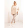 Moteriška Plus Size palaidinė su kišenėle, smėlio spalvos