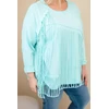 Moteriška Plus Size palaidinė su kutais, mėtų spalvos