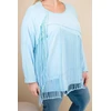 Moteriška Plus Size palaidinė su kutais, mėlynos spalvos