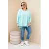 Moteriška Plus Size palaidinė su kutais, mėtų spalvos