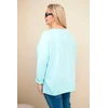 Moteriška Plus Size palaidinė su kutais, mėtų spalvos