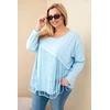 Moteriška Plus Size palaidinė su kutais, mėlynos spalvos