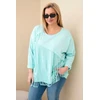 Moteriška Plus Size palaidinė su kutais, mėtų spalvos