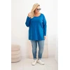Moteriška Plus Size palaidinė su laiveline iškirpte, mėlynos spalvos