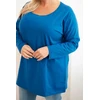 Moteriška Plus Size palaidinė su laiveline iškirpte, mėlynos spalvos