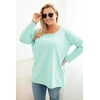 Moteriška Plus Size palaidinė su laivelio formos iškirpte, mėtų spalvos