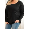 Moteriška Plus Size palaidinė su laivelio formos iškirpte, juodos spalvos