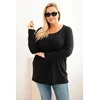Moteriška Plus Size palaidinė su laivelio formos iškirpte, juodos spalvos