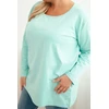 Moteriška Plus Size palaidinė su laivelio formos iškirpte, mėtų spalvos