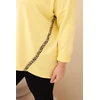 Moteriška Plus Size palaidinė su leopardo rašto detalėmis, geltonos spalvos