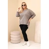 Moteriška Plus Size palaidinė su leopardo rašto detalėmis, kapučino spalvos