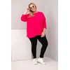 Moteriška Plus Size palaidinė su medvilne, ilgomis rankovėmis, fuksijos spalvos