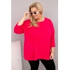 Moteriška Plus Size palaidinė su medvilne, ilgomis rankovėmis, fuksijos spalvos