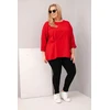Moteriška Plus Size palaidinė su medvilne ir raukinimu, raudona