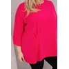 Moteriška Plus Size palaidinė su medvilne, ilgomis rankovėmis, fuksijos spalvos