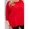 Moteriška Plus Size palaidinė su medvilne ir raukinimu, raudona