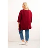 Moteriška Plus Size palaidinė su medvilne ir raukiniais, tamsiai raudonos spalvos