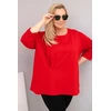 Moteriška Plus Size palaidinė su medvilne ir raukinimu, raudona