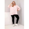 Moteriška Plus Size palaidinė su medvilne ir raukiniu, rausvos spalvos