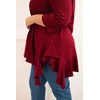 Moteriška Plus Size palaidinė su medvilne ir raukiniais, tamsiai raudonos spalvos