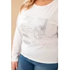 Moteriška Plus Size palaidinė su spaudiniu ir ilgesne nugara, balta