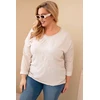 Moteriška Plus Size palaidinė su „Time to Shine“ raštu, smėlio spalvos