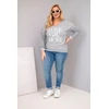 Moteriška Plus Size palaidinė su užrašu Love You More, pilkos spalvos
