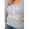 Moteriška Plus Size palaidinė su užrašu Love You More, pilkos spalvos