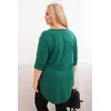 Moteriška Plus Size palaidinė su V formos iškirpte ir rankovėmis iki alkūnės, tamsiai žalia