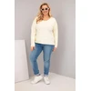 Moteriška Plus Size palaidinė su V formos iškirpte, geltonos spalvos