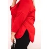 Moteriška Plus Size palaidinė su V formos iškirpte ir rankogaliais, raudonos spalvos