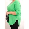 Moteriška Plus Size palaidinė su V formos iškirpte, šviesiai žalios spalvos