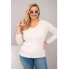 Moteriška Plus Size palaidinė su V formos iškirpte ir ilgesne nugara, smėlio spalvos