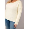 Moteriška Plus Size palaidinė su V formos iškirpte, geltonos spalvos