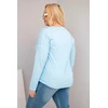Moteriška Plus Size palaidinė su V formos iškirpte ir ilgesne nugara, mėlynos spalvos