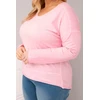 Moteriška Plus Size palaidinė su V formos iškirpte ir ilgesne nugara, šviesiai rožinė